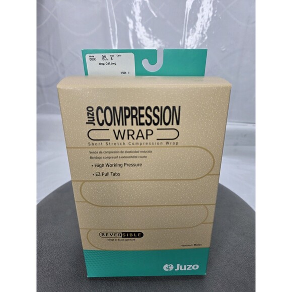 Juzo Reversible Short Stretch Compression Wrap, Long Resting Sz Small BLK- Beige - Picture 2 of 8